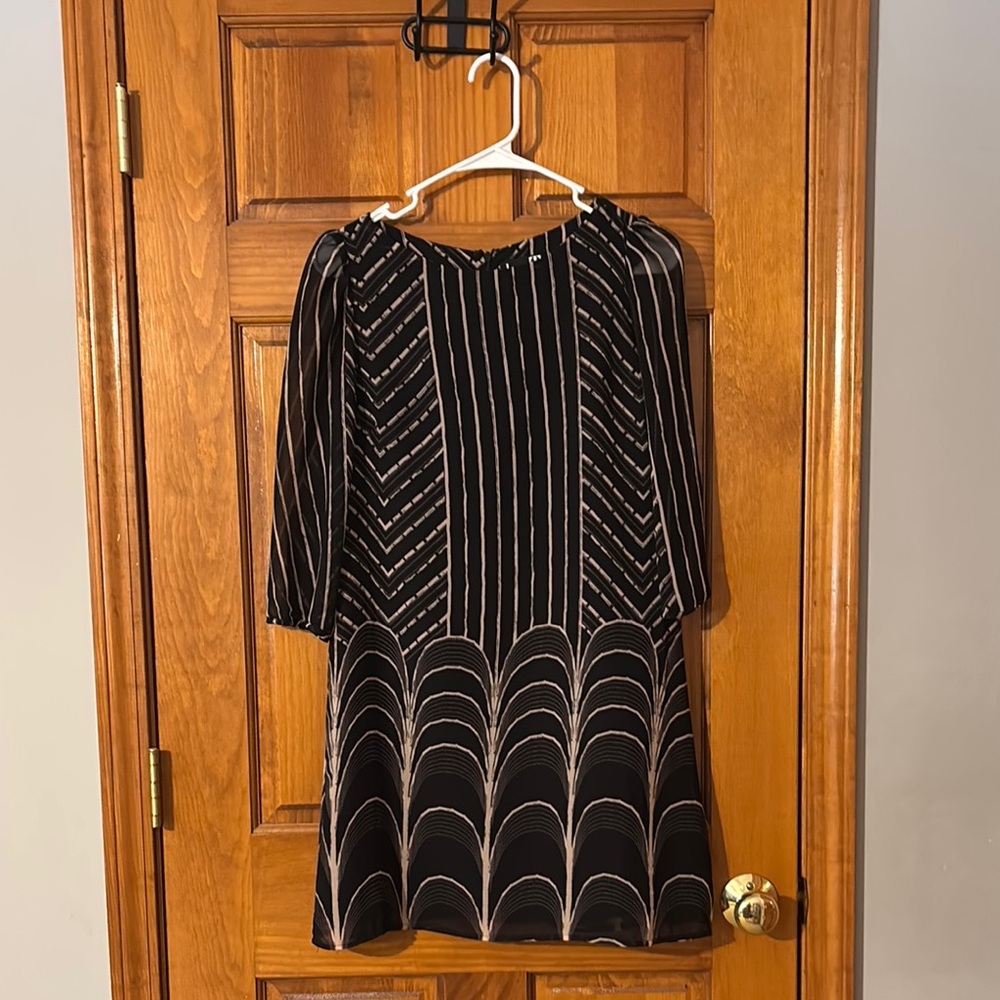 ❤️Dress T Black and White A-Line Cocktail Dress with 3/4 Sleeves